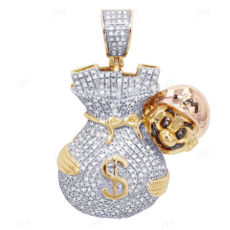 Classic 1.5 Inch Moissanite Sterling Silver Mario Pendant CustomDiamJewel