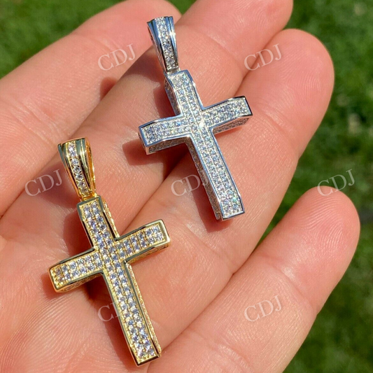 14K Gold Moissanite Cross Pendant For Men  customdiamjewel   