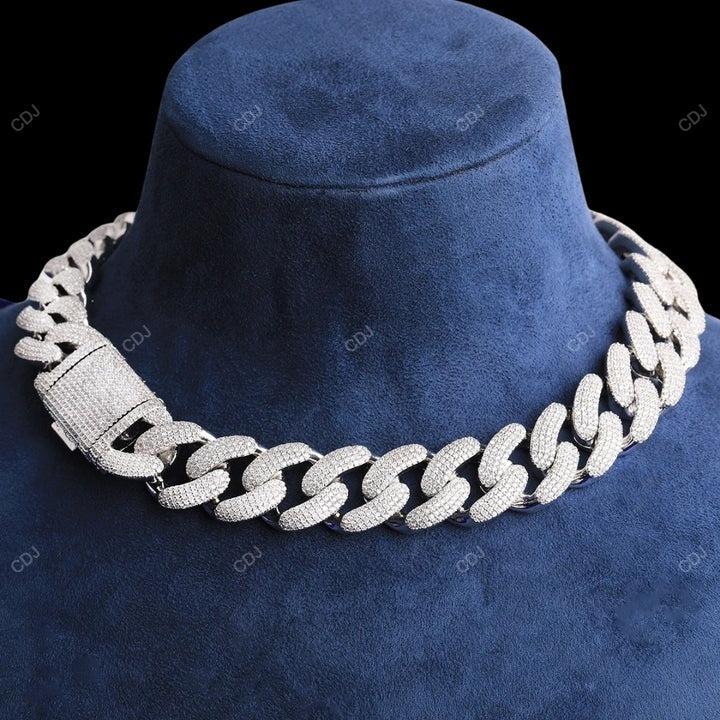 VVS1 Moissanite 925 Silver Cuban Link Chain CustomDiamJewel