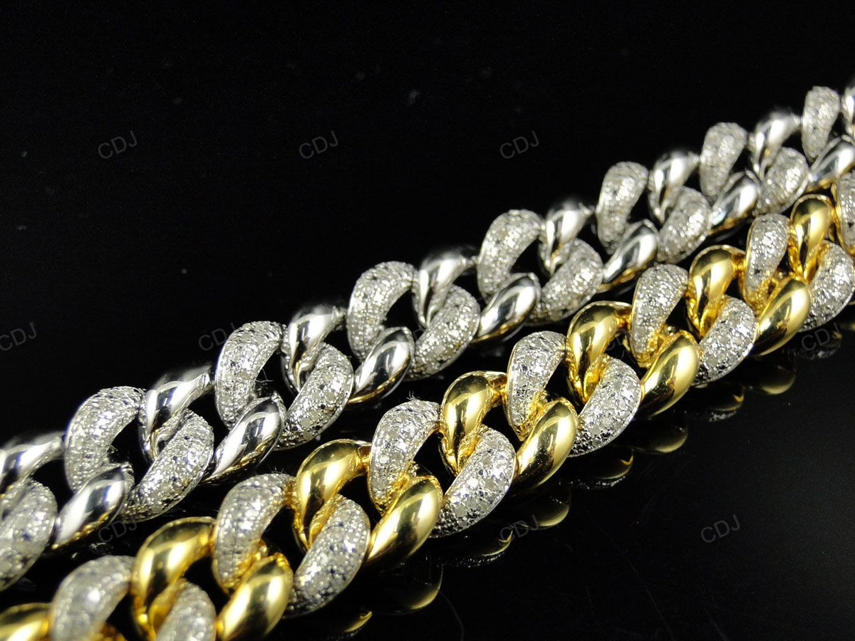 Custom Designed VVS Moissanite Alternating Link Bracelet hip hop jewelry customdiamjewel