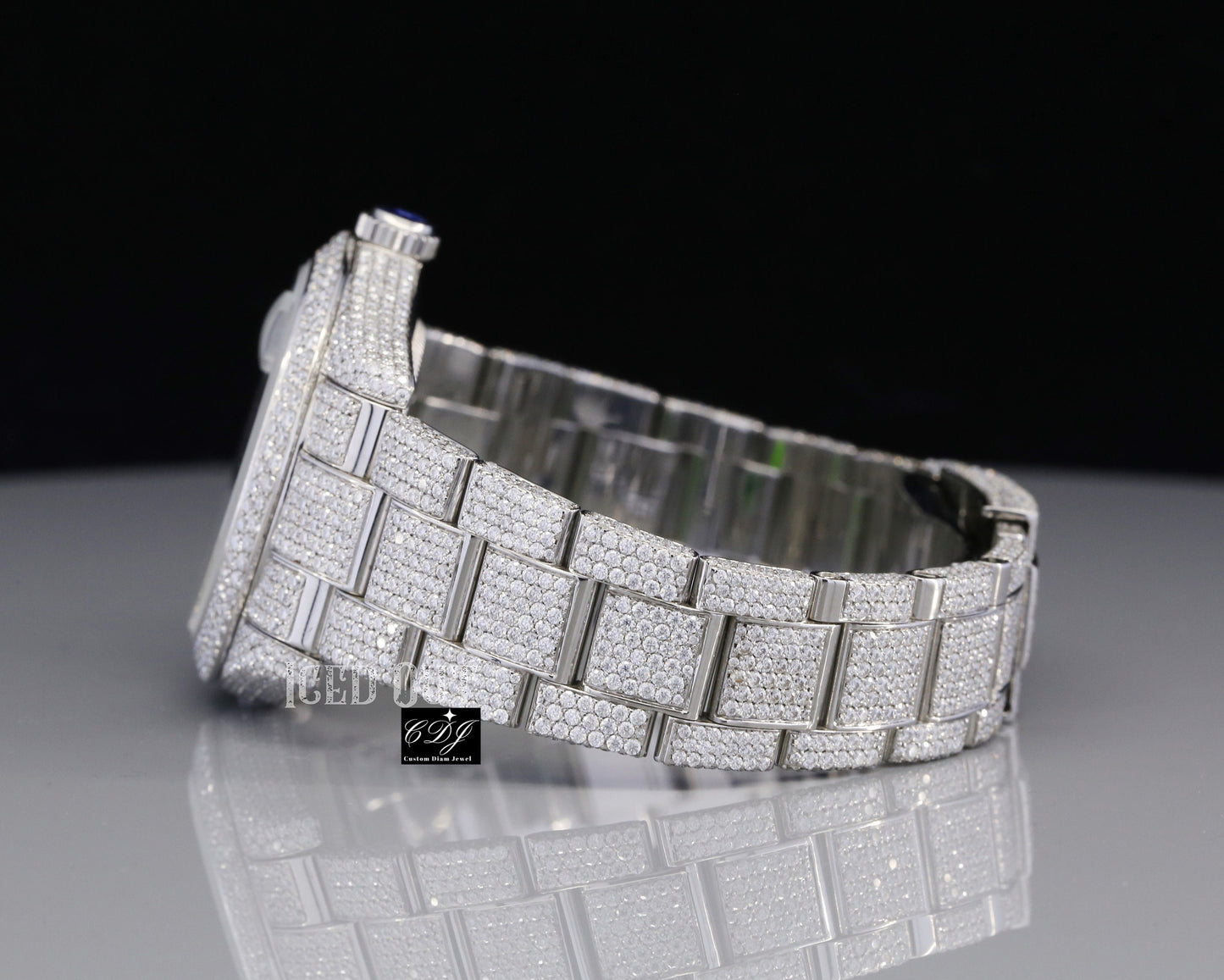 Iced Out Custom Luxury Stainless Steel Round Case Rolex Moissanite Watches customdiamjewel