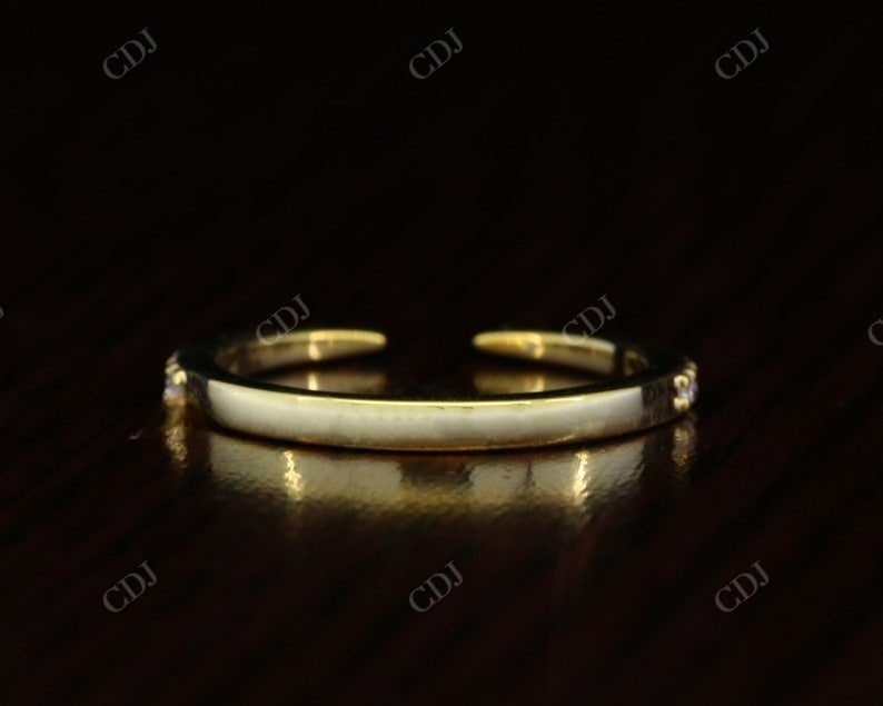 14K Solid Yellow Gold Diamond Open Wedding Band  customdiamjewel   