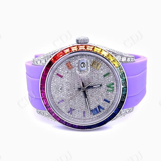 Purple Belt Rolex Custom Rainbow Bezel Watch customdiamjewel