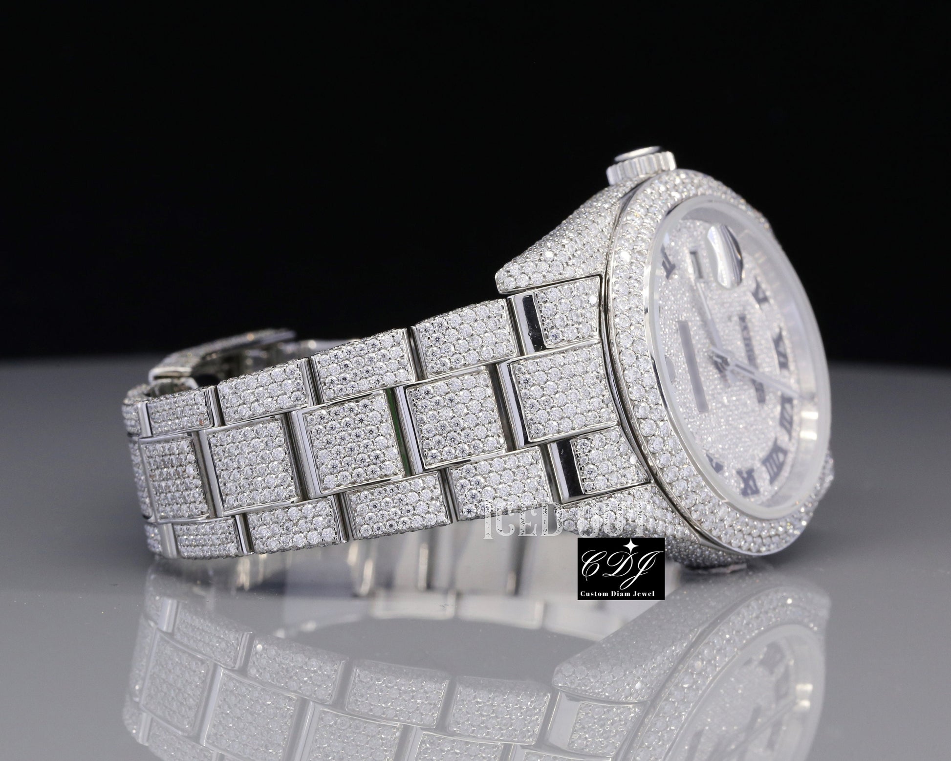 41mm Colorless Moissanite Diamond Luxury Wrist Men Rolex Watch customdiamjewel