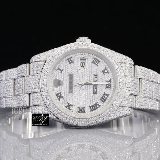 Custom Stainless Steel Round Case Rolex Wrist Watch customdiamjewel