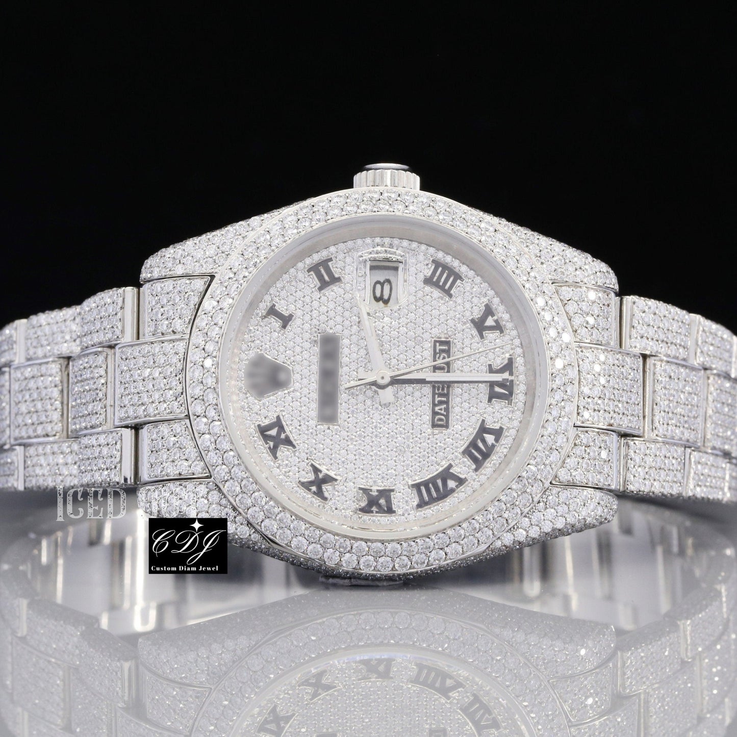 41mm Colorless Moissanite Diamond Luxury Wrist Men Rolex Watch customdiamjewel