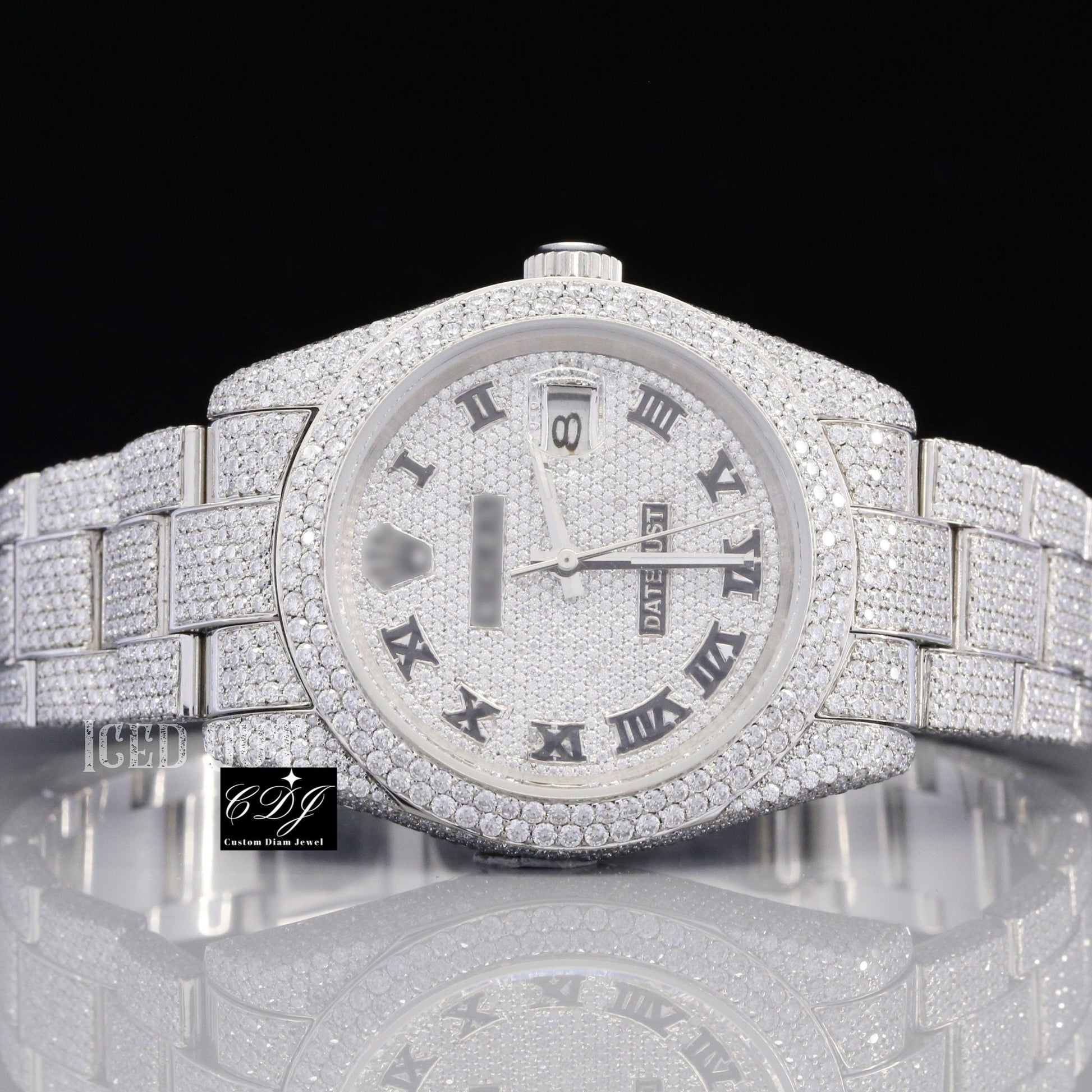 41mm Colorless Moissanite Diamond Luxury Wrist Men Rolex Watch customdiamjewel