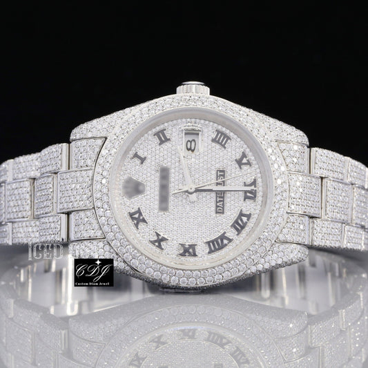 41mm Colorless Moissanite Diamond Luxury Wrist Men Rolex Watch customdiamjewel