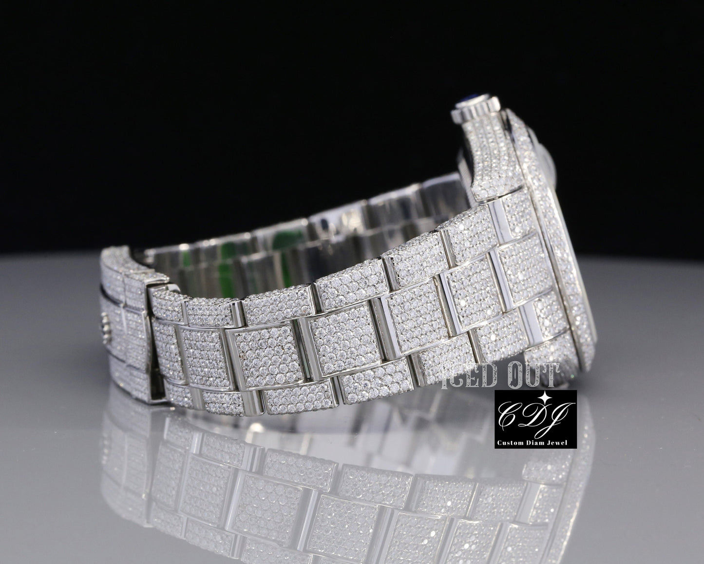 Iced Out Custom Luxury Stainless Steel Round Case Rolex Moissanite Watches customdiamjewel