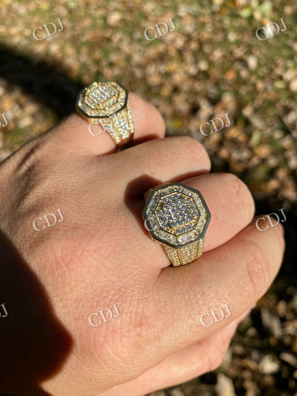 Men's Hip Hop Big Iced Diamond Ring  customdiamjewel   