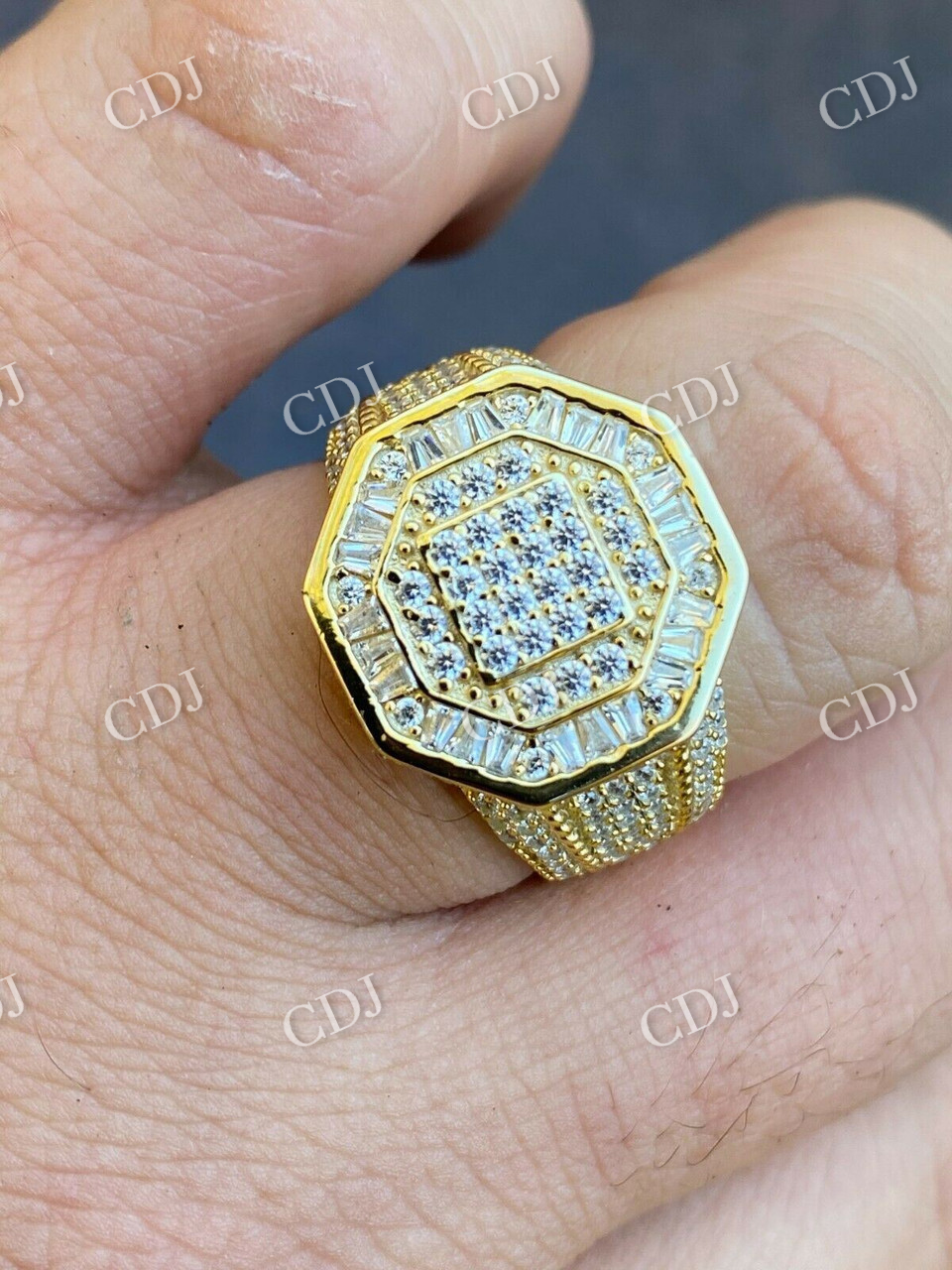 Men's Hip Hop Big Iced Diamond Ring  customdiamjewel   