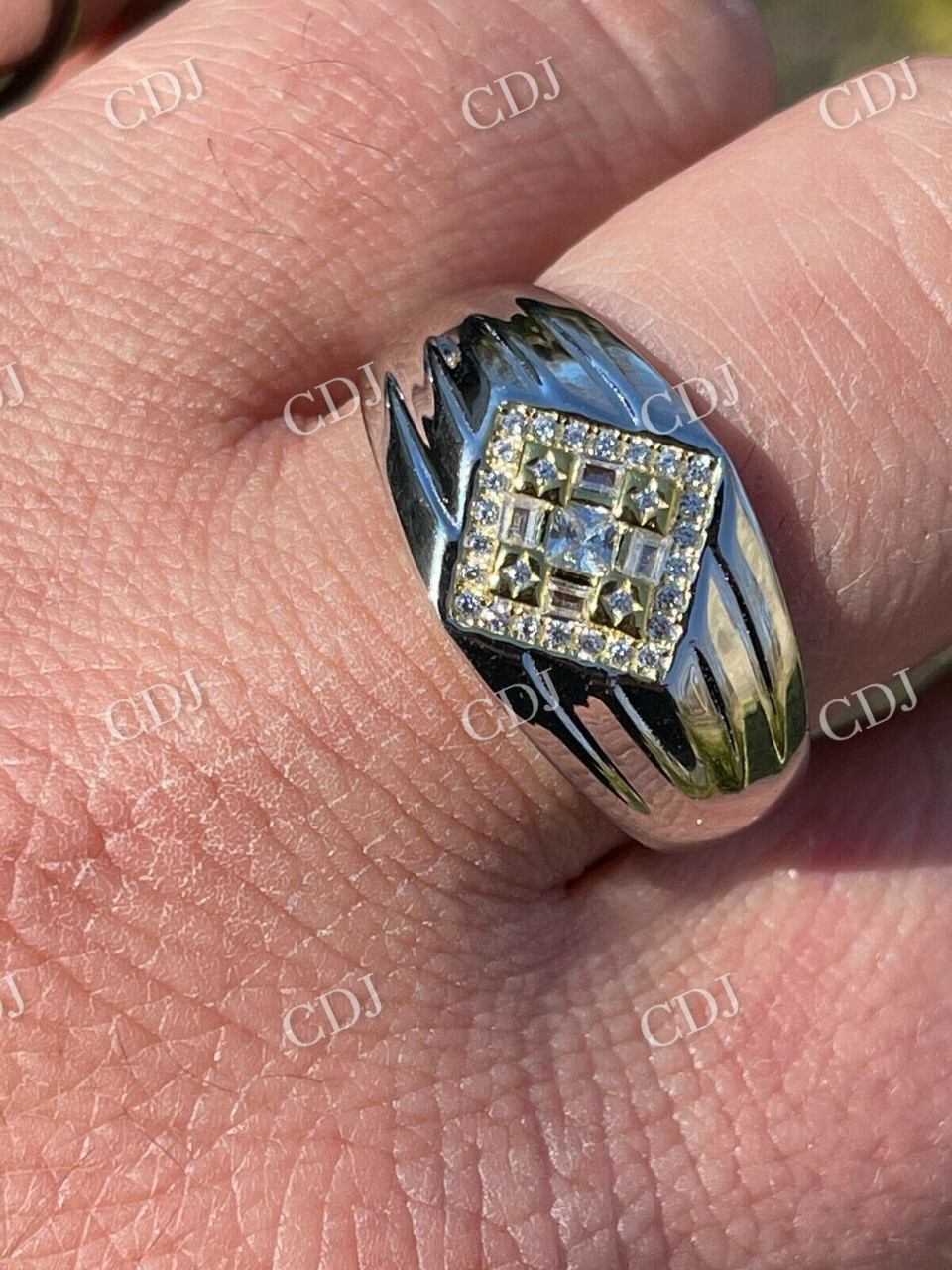 Unique Two Tone Pinky Diamond Ring  customdiamjewel   