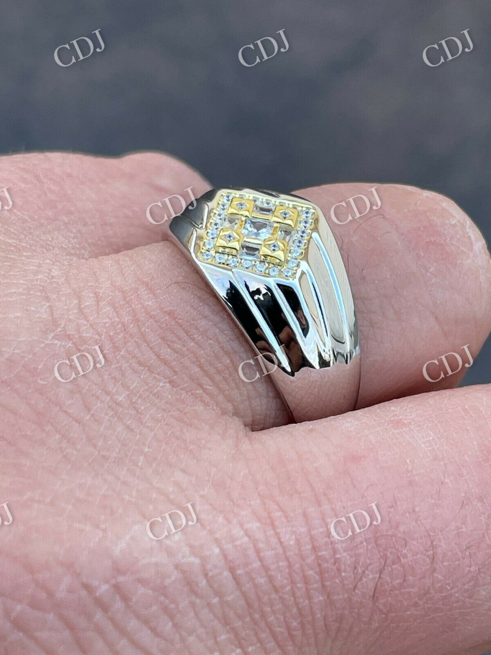 Unique Two Tone Pinky Diamond Ring  customdiamjewel   