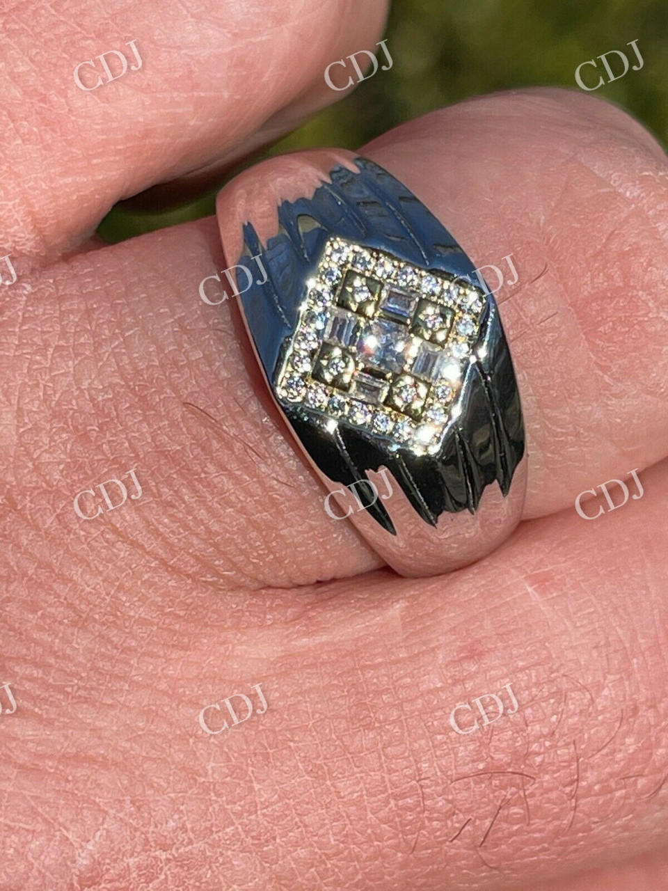 Unique Two Tone Pinky Diamond Ring  customdiamjewel   