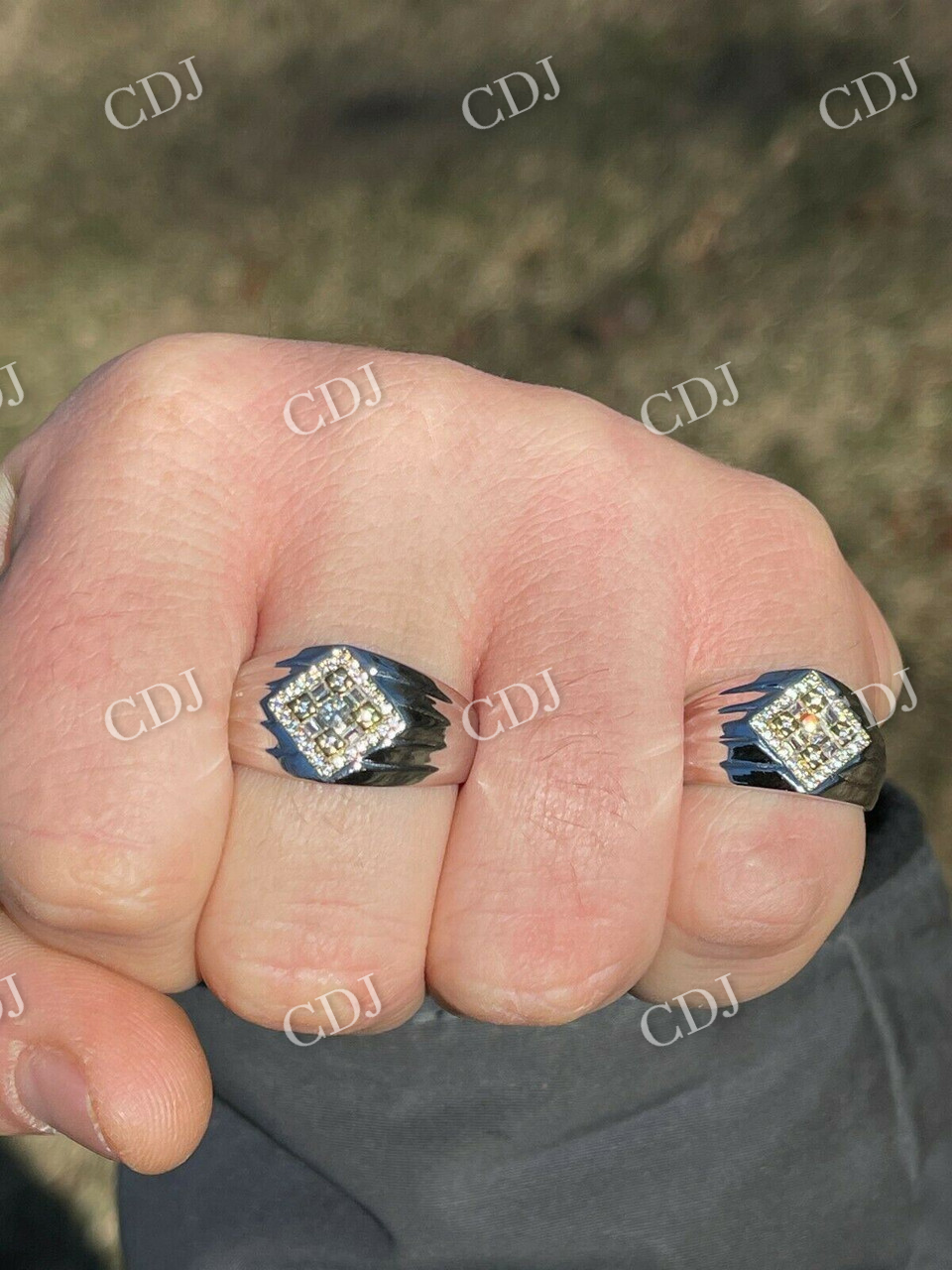 Unique Two Tone Pinky Diamond Ring  customdiamjewel   