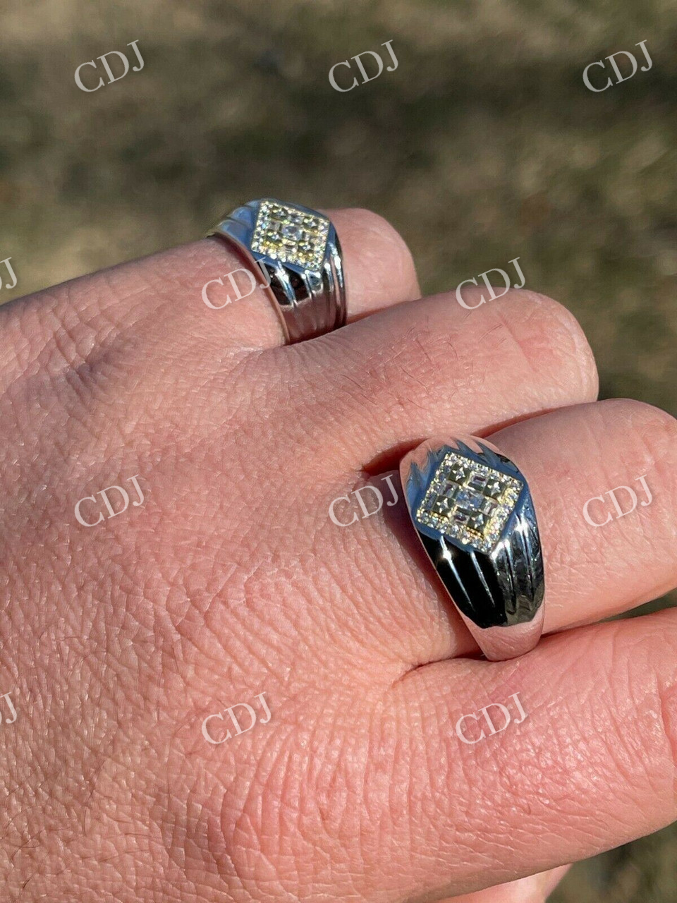 Unique Two Tone Pinky Diamond Ring  customdiamjewel   