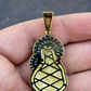 Gold Baguette Virgin Mary Iced out Pendant  customdiamjewel   