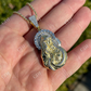 Gold Baguette Virgin Mary Iced out Pendant  customdiamjewel   