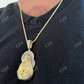 Gold Baguette Virgin Mary Iced out Pendant  customdiamjewel   