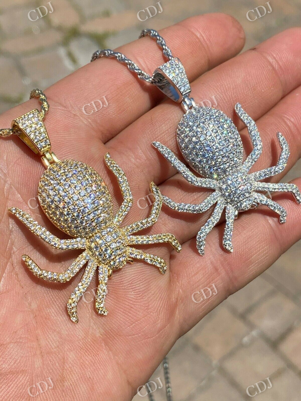 Round Diamond HipHop Spider Pendant  customdiamjewel   