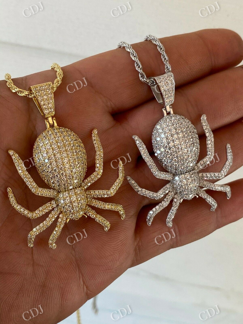 Round Diamond HipHop Spider Pendant  customdiamjewel   