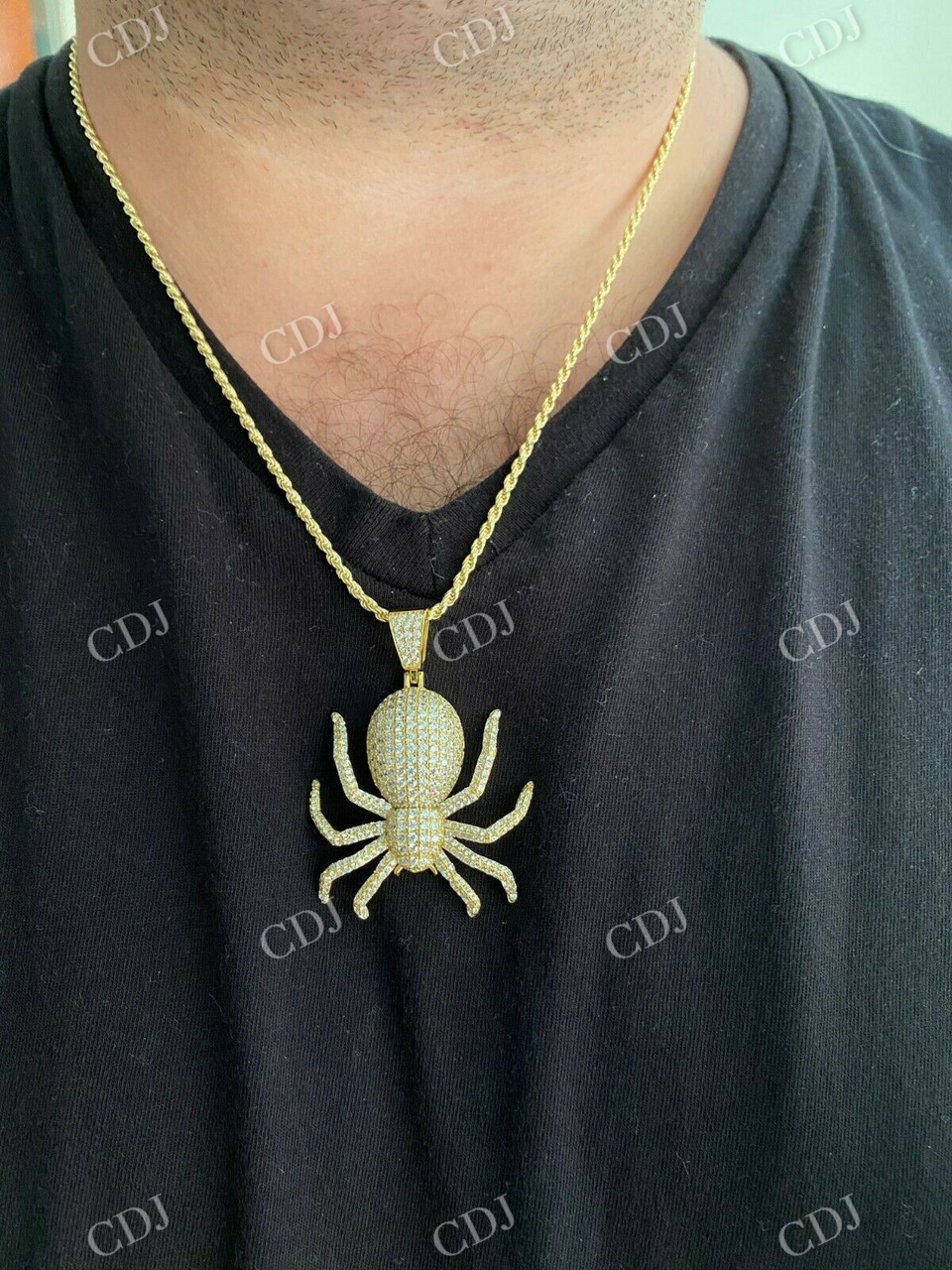 Round Diamond HipHop Spider Pendant  customdiamjewel   