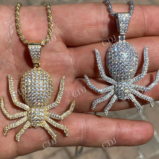 Round Diamond HipHop Spider Pendant  customdiamjewel   