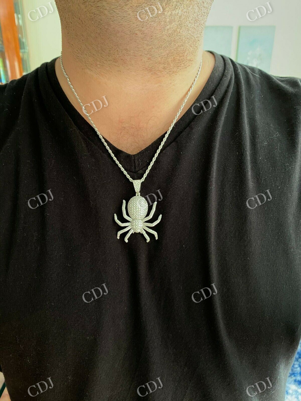 Round Diamond HipHop Spider Pendant  customdiamjewel   