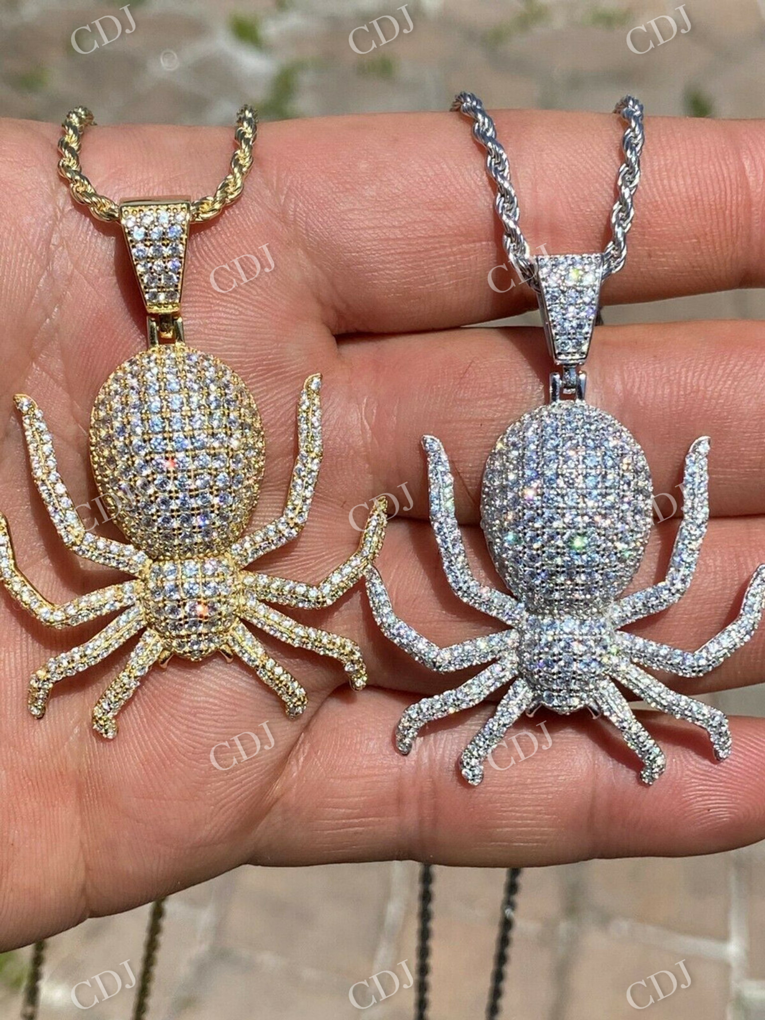 Round Diamond HipHop Spider Pendant  customdiamjewel   