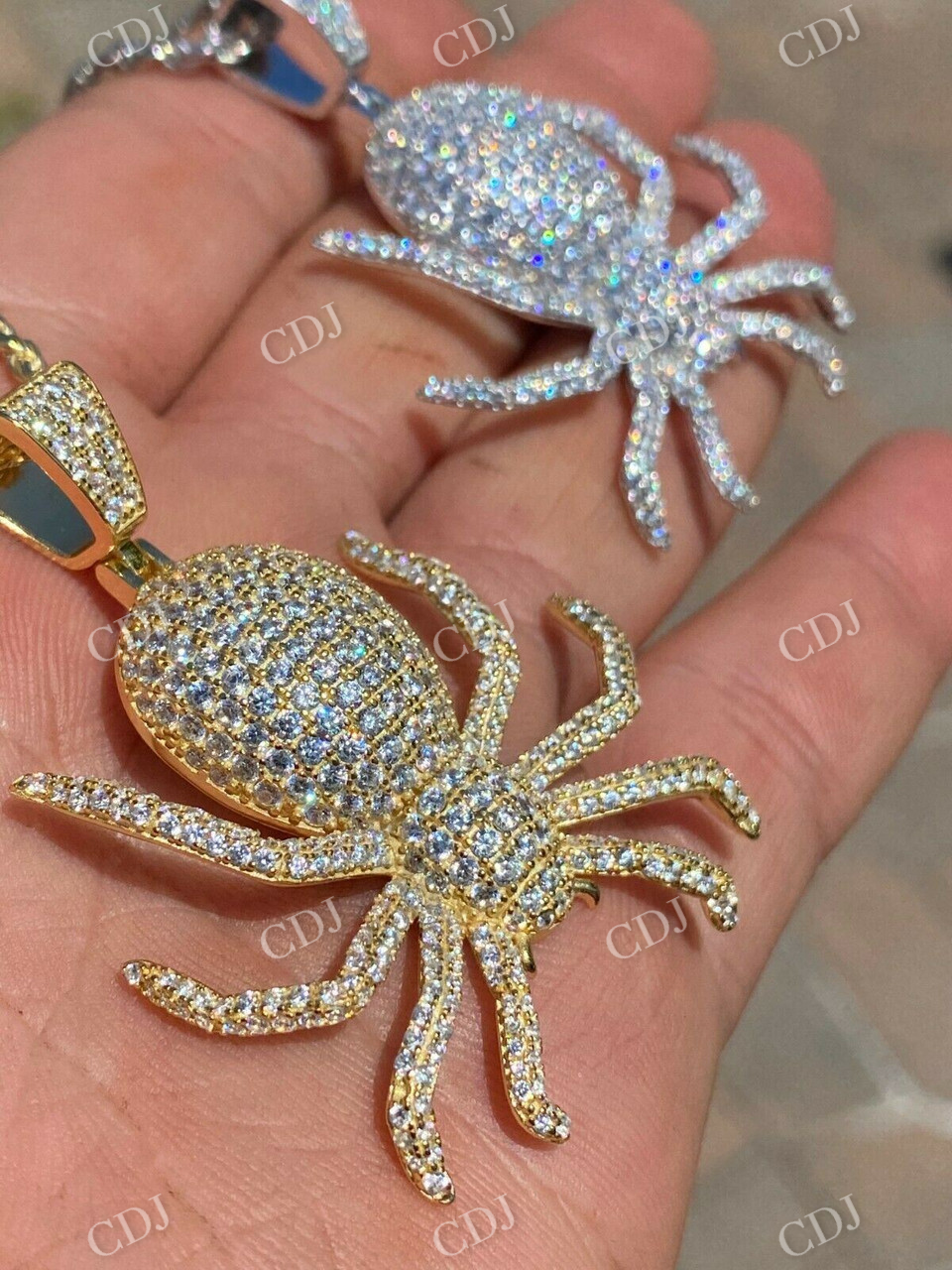 Round Diamond HipHop Spider Pendant  customdiamjewel   