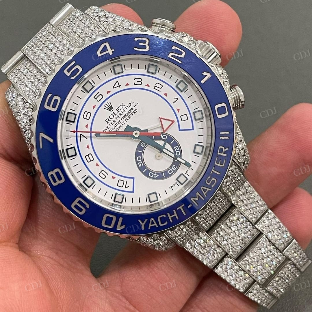 Rolex Yacht Master Moissanite Diamond Hip Hop Bust Down Watch customdiamjewel