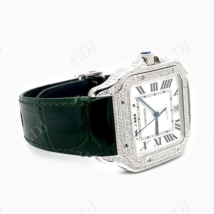 Green Belt Small Diamond Cartier Santos Watch customdiamjewel
