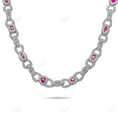 14K White Gold Fancy Color Diamond Necklace hip hop jewelry CustomDiamJewel