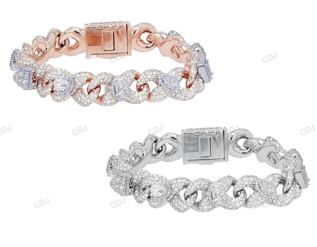 925 Silver Moissanite Iced Out Infinity Link Bracelet hip hop jewelry customdiamjewel