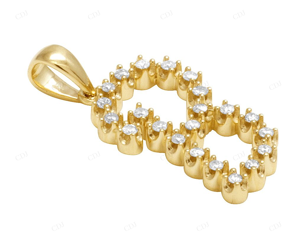 1" 0.30 CTW 10K Gold Natural Diamond Initial B Pendant CustomDiamJewel