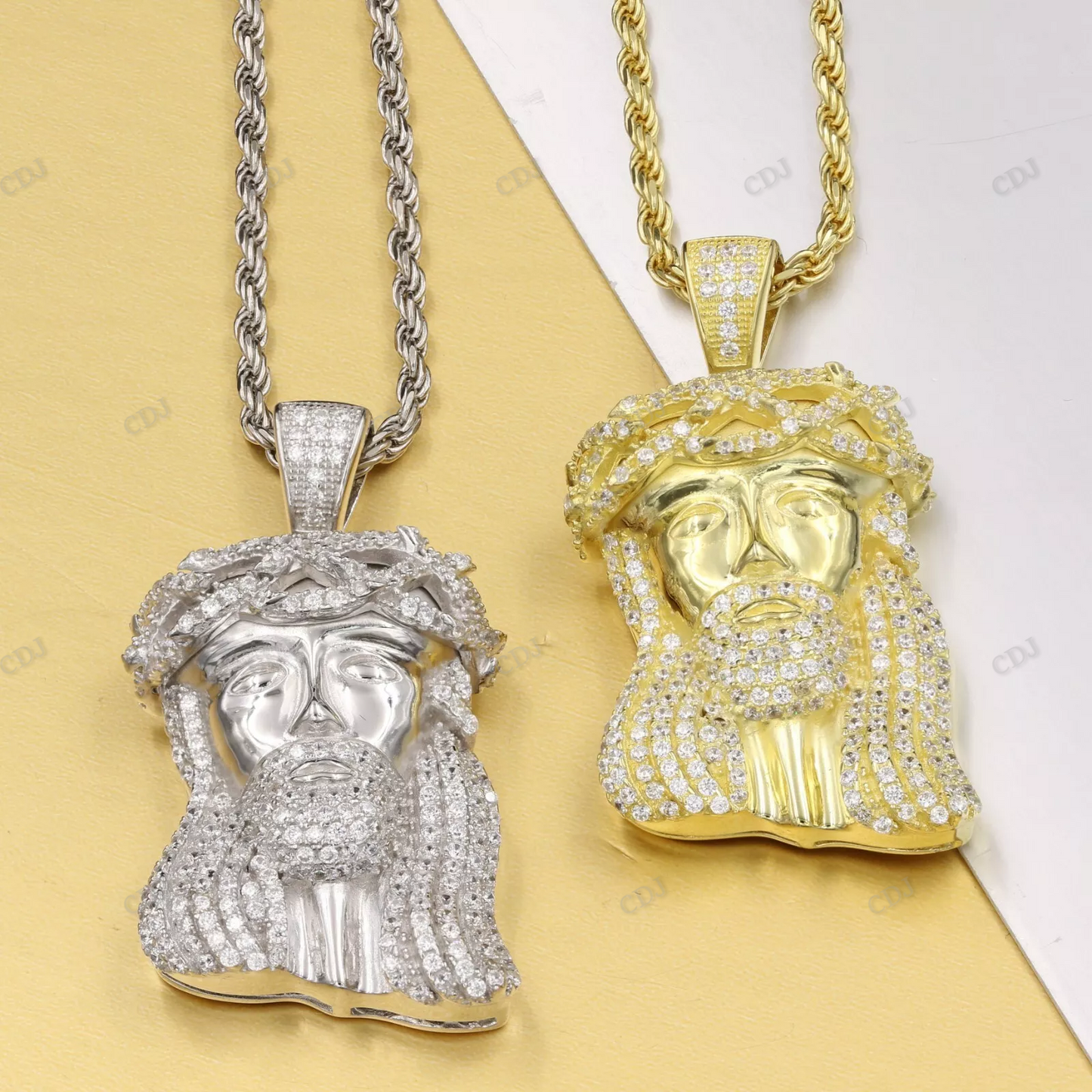 Hip Hop Moissanite Sterling Silver Jesus Pendant hip hop jewelry CustomDiamJewel