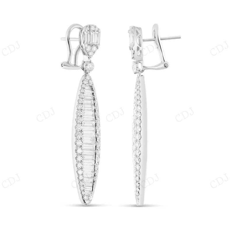 Baguette Diamond Pear Shaped Drop Earrings Stud earrings CustomDiamJewel