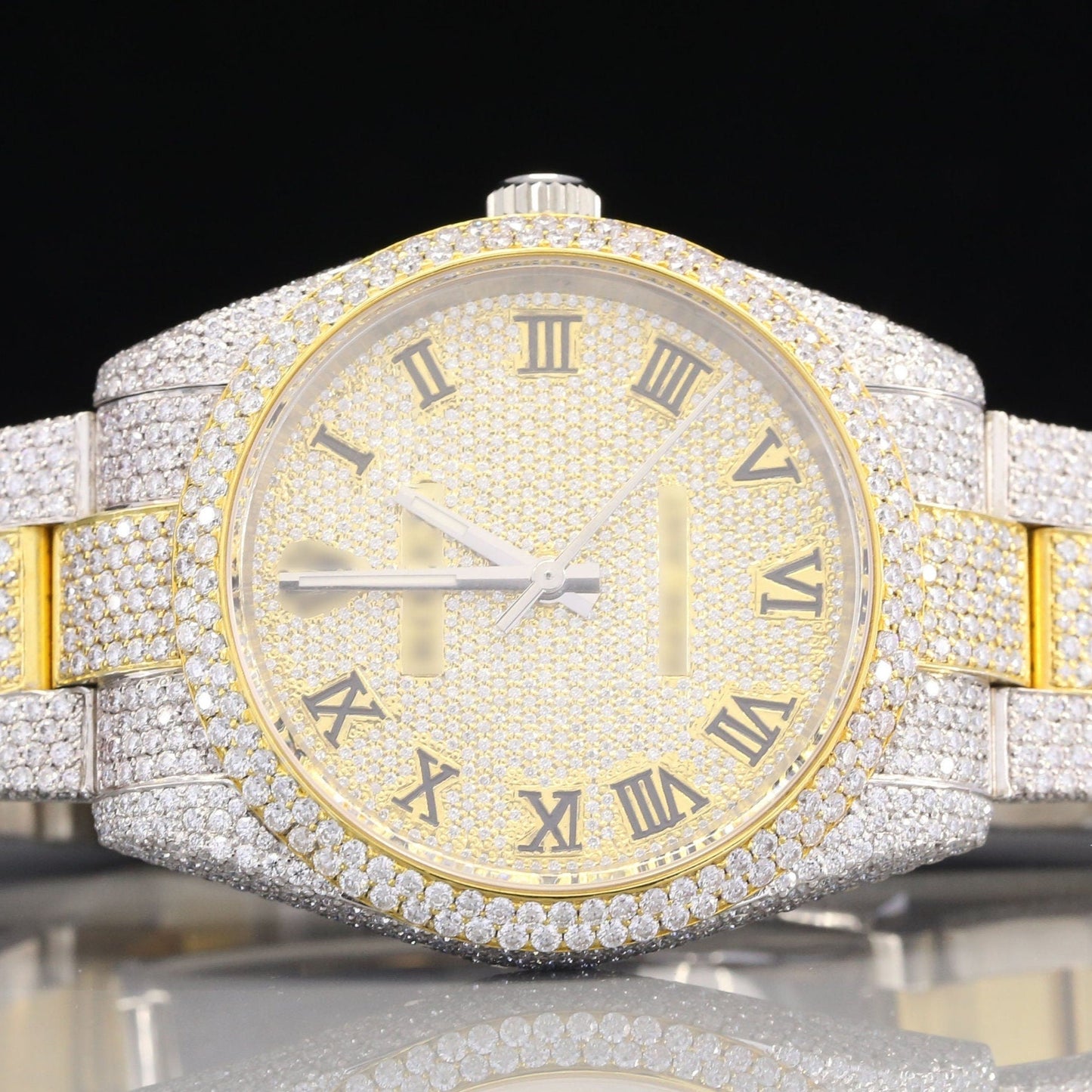Luxury Two Tone Automatic Movement Customized Moissanite Watch customdiamjewel