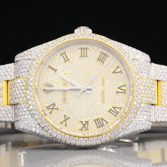 Luxury Two Tone Automatic Movement Customized Moissanite Watch customdiamjewel