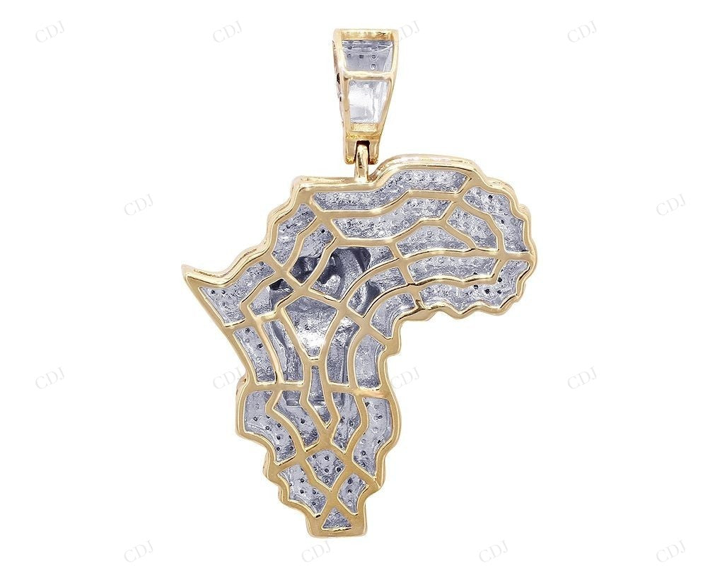 1.12 CTW Sterling Silver Moissanite Africa Map BLM Fist Pendant CustomDiamJewel