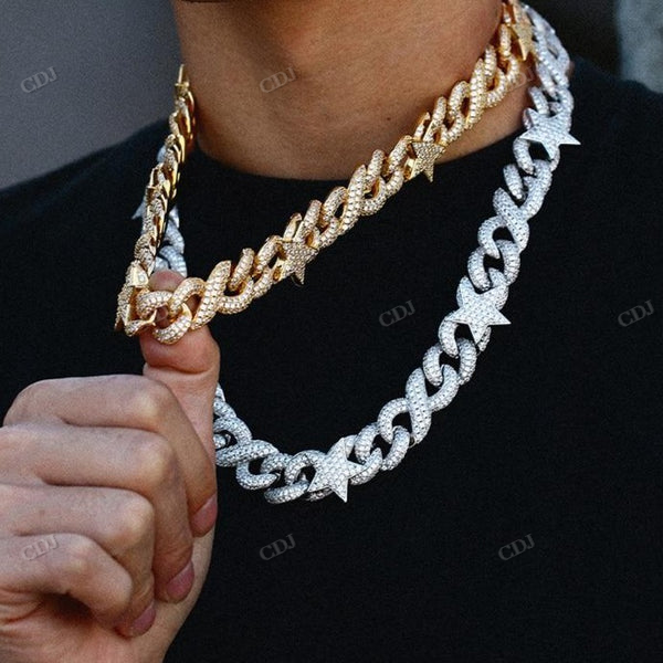 15MM Infinity Star Cuban Chain hip hop jewelry CustomDiamJewel