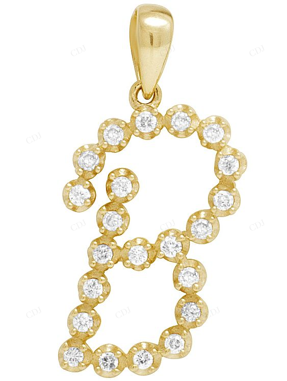 1" 0.30 CTW 10K Gold Natural Diamond Initial B Pendant CustomDiamJewel