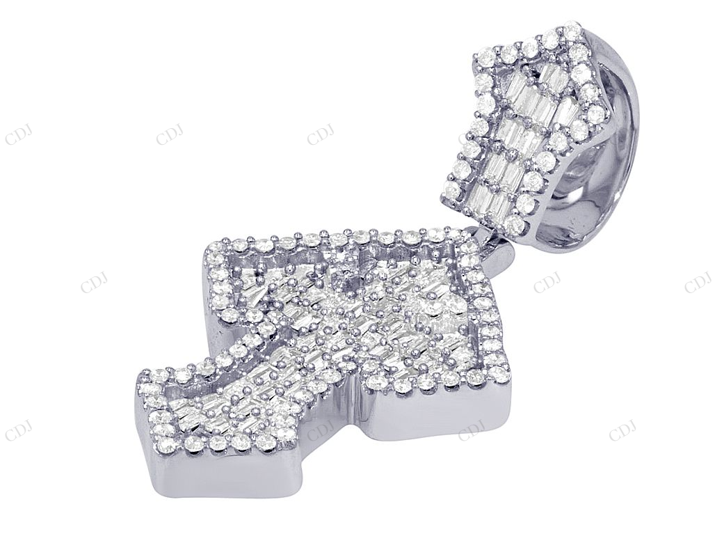 1.7 inch Baguette Lab Grown Diamond 10K Gold Cross Pendant Hip Hop Pendent CustomDiamJewel