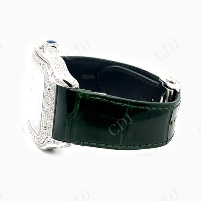 Green Belt Small Diamond Cartier Santos Watch customdiamjewel