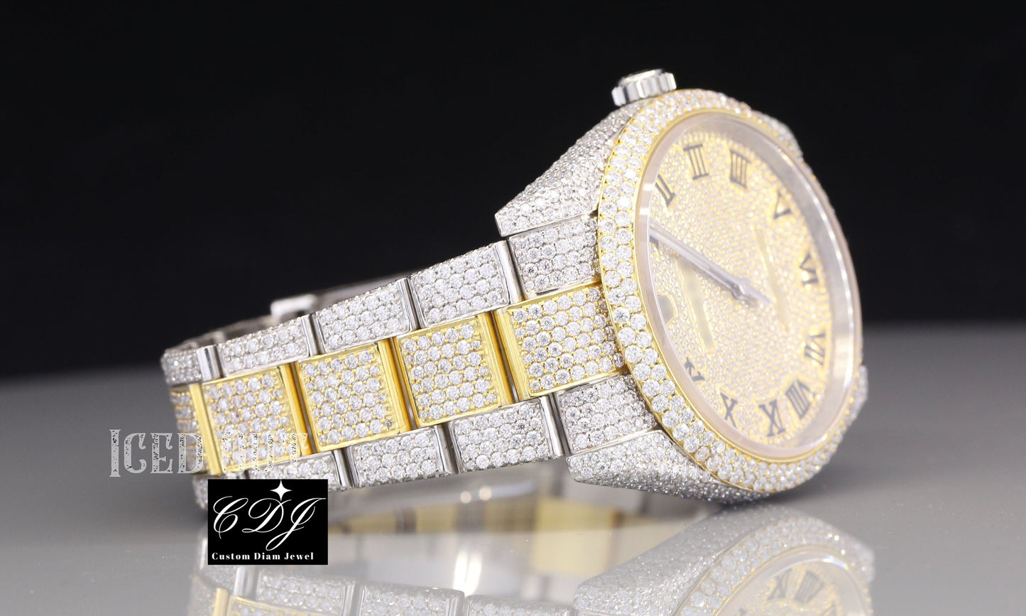 Luxury Moissanite Diamond Watch For Men Automatic Wrist Watch customdiamjewel
