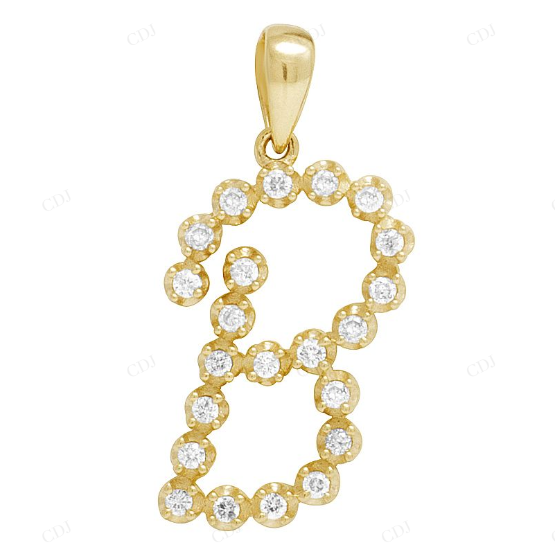 1" 0.30 CTW 10K Gold Natural Diamond Initial B Pendant CustomDiamJewel