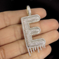 2" 2 CTW 10K Solid Gold Natural Diamond Letter 'E' Initial Drip Pendant CustomDiamJewel