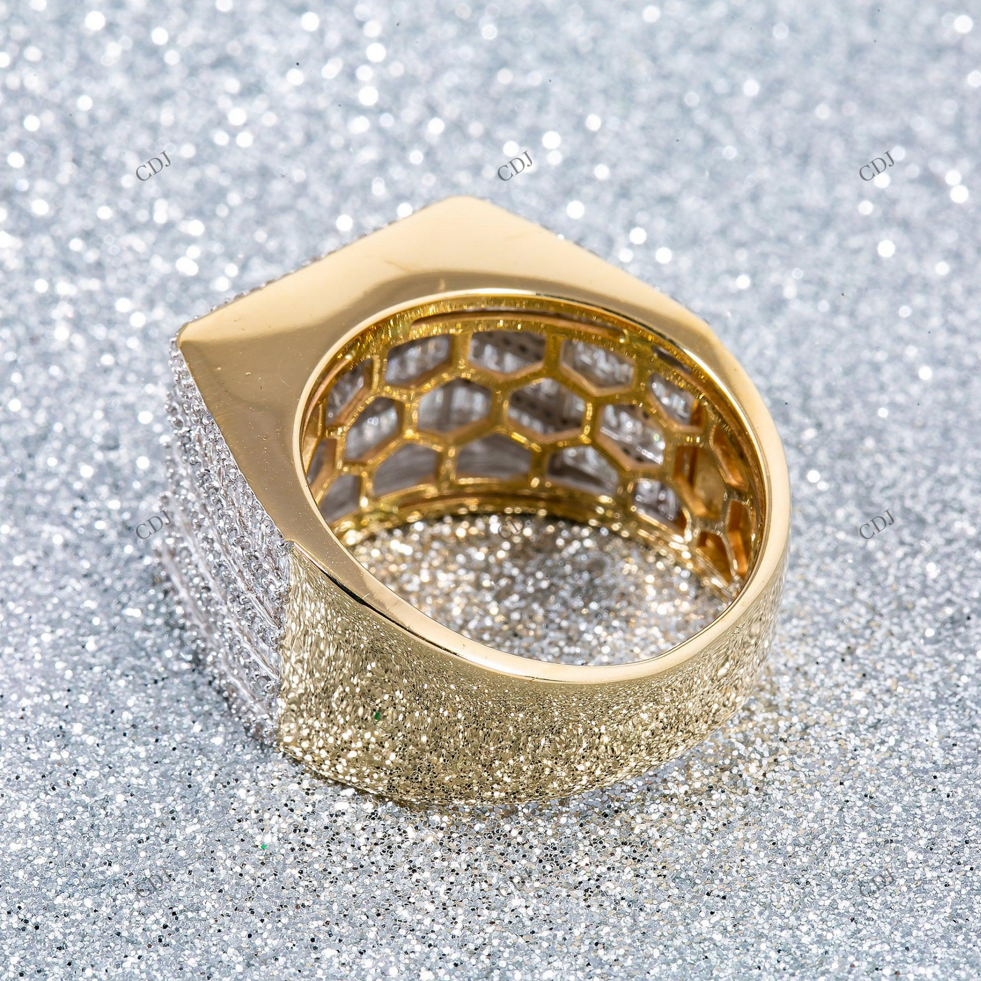 Multi Row Round and Baguette Moissanite Men's Ring hip hop jewelry customdiamjewel