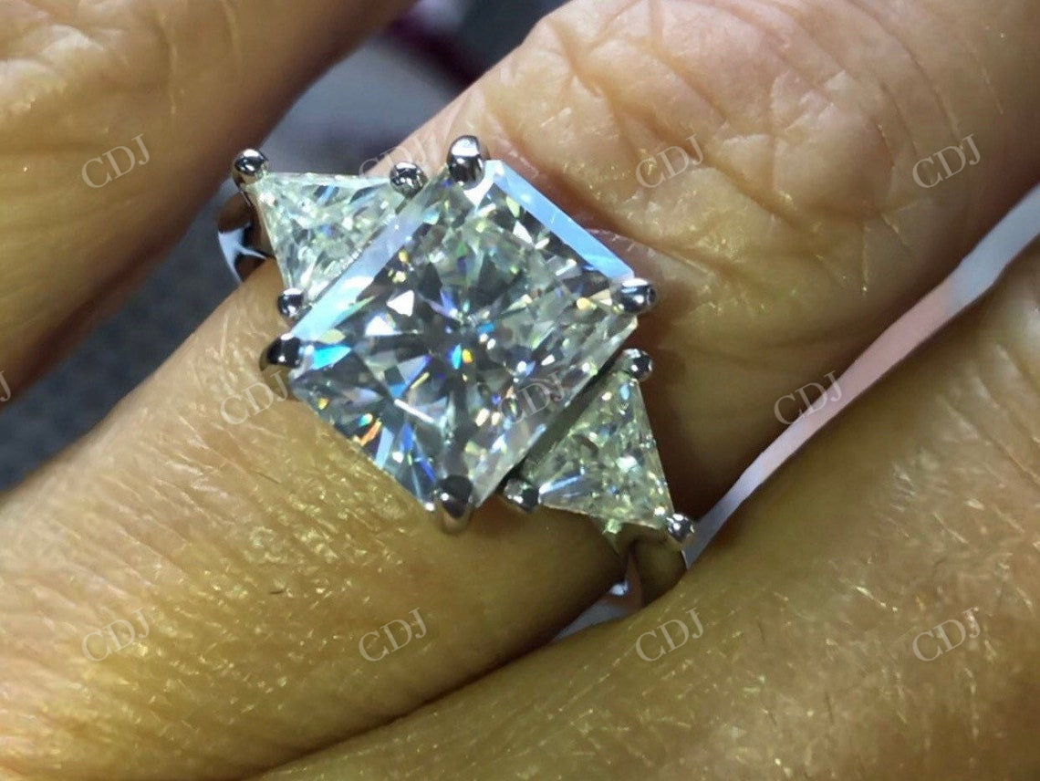 Three Stone Radiant Cut Engagement Ring  customdiamjewel   
