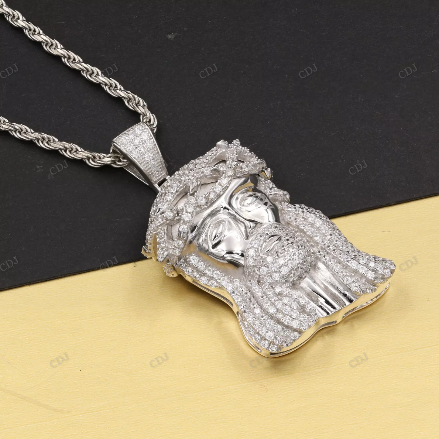 Hip Hop Moissanite Sterling Silver Jesus Pendant hip hop jewelry CustomDiamJewel